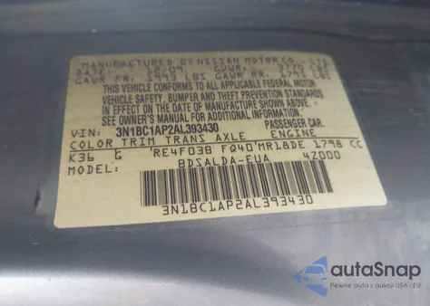 2010 Nissan Versa S/Sl from USA, damaged, VIN 3N1BC1AP2AL393430